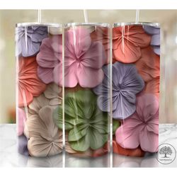 3D Effect Floral Tumbler Wrap Design Png 20oz Sublimation Straign & Tapered 20 oz Tumbler Digital