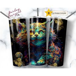 Alcohol Ink Cheshire Cat 20 oz Skinny Tumbler Sublimation Design Digital Download PNG Instant DIGITAL ONLY, Cat Tumbler