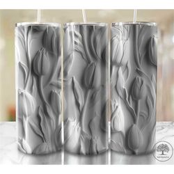 3D Effect Floral Tumbler Wrap Design Png 20oz Sublimation Straign & Tapered 20 oz Tumbler Digital