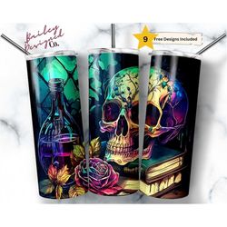 Magical Witchy Potions 20 oz Skinny Tumbler Sublimation Design Digital Download PNG Instant DIGITAL ONLY, Skull Tumbler,