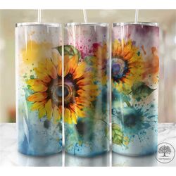 Tie Dye Sunflowers 20oz Tumbler Sublimation Design Digital Download