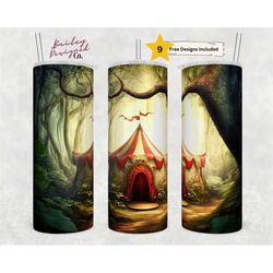 Magical Circus 20oz Skinny Tumbler Sublimation Design Templates, Fairytale Forest Tumbler Straight PNG Digital Download