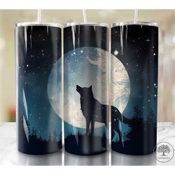Forest Wolf 20 oz Skinny Tumbler Sublimation Design, Instant Digital Download PNG, Straight & Tapered Tumbler Wrap PNG