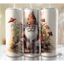 Coffee Gnome Tumbler Wrap PNG 20oz, Sublimation Tumbler Designs, Digital Tumbler Wrap, Coffee Spelled Backward Is Eeffoc