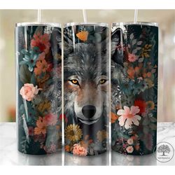 Forest Wolf 20 oz Skinny Tumbler Sublimation Design, Instant Digital Download PNG, Straight & Tapered Tumbler Wrap PNG