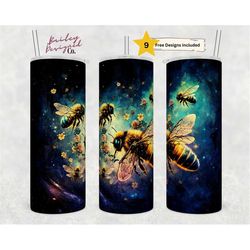 Alcohol Ink Bees 20 oz Skinny Tumbler Sublimation Design Digital Download PNG Instant DIGITAL ONLY, Bumblebee Glitter Pr