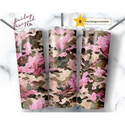 pink hunting camo 20 oz skinny tumbler sublimation wrap, straight template hunter tumbler digital download png outdoors