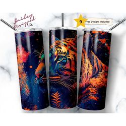 Alcohol Ink Tiger 20 oz Skinny Tumbler Sublimation Design Digital Download PNG Instant DIGITAL ONLY, Abstract Pop Jungle