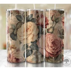 Burgundy Floral 20oz Tumbler Wrap PNG Seamless Design,Add Your Name/Text