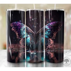 20 Oz skinny tumbler Purple Butterflies wrap tapered straight template digital download sublimation graphics instant dow