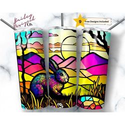 Easter Bunny Stained 20 oz Skinny Tumbler Sublimation Design Digital Download PNG Instant DIGITAL ONLY, Spring Tumbler W