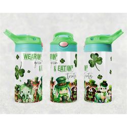 st. patrick's day kid's png wrap | wearing green sublimation digital download| kids water bottle 12 oz skinny straight |
