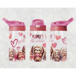 mama's little valentine kid's png wrap | cute sloth sublimation digital download| kids water bottle 12 oz skinny straigh