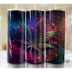20oz Skinny Tumbler Sublimation Design, Schedelic Weed Leaf Tumbler Straight PNG  (plus 9 FREE Designs Included!)STD