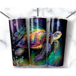Alcohol Ink Sea Turtle  20oz Skinny Tumbler Sublimation Design Templates,Ocean Tumbler Straight PNG Digital Download,