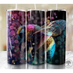 Flying Bees 20 oz Skinny Tumbler Sublimation Design, Instant Digital Download PNG, Straight & Tapered Tumbler Wrap PNG