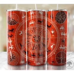 Native American 20oz Sublimation Tumbler Designs, Bright Colorful 9.2 x 8.3 Straight Skinny Tumbler Wrap PNG, Sublimatio