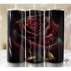 Red Roses Sublimation 20 Oz Skinny Tumbler Floral Seamless Wrap for 20 oz & 30 oz Tumbler Design - PNG
