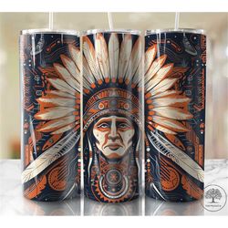 Native American 20oz Sublimation Tumbler Designs, Bright Colorful 9.2 x 8.3 Straight Skinny Tumbler Wrap PNG, Sublimatio