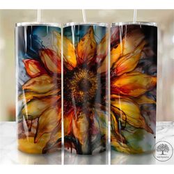 Big Sunflowers Seamless Design 20 oz Skinny Tumbler Sublimation Design, Instant Digital Download PNG, Straight & Tapered