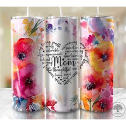 Mother's Day Quote Mom Quote Floral Tumbler Wrap Seamless Designs - Skinny Tumbler 20oz Design - PNG 2023