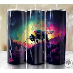 Alcohol Ink Bee 20oz Sublimation Tumbler Designs, Colorful