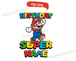 Super Mario Birthday svg, Mario Birthday Boy svg, Birthday Custom Mario Bros, Super Mario Birthday Game svg