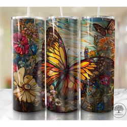 Alcohol Ink Butterfly 20oz Sublimation Tumbler Designs