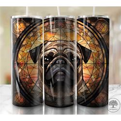 Stained Glass Pug 20oz Sublimation Tumbler Designs
