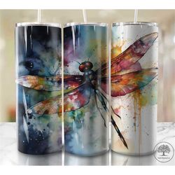 Dragonfly Alcohol Ink 20oz Sublimation Tumbler Designs, Colorful