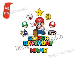 Custom Super Mario Birthday svg, Disney Birthday svg, Personalized Super Mario Birthday svg, Mario Game svg