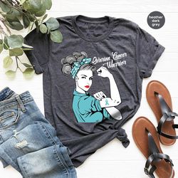 Ovarian Cancer Awareness Shirt, Support Gift, Cancer Survivor Graphic Tees, Cancer Warrior Clothing, Ovarian Cancer Gift