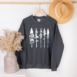 Pine Tree Sweatshirt, Hiking Sweatshirt, Camping Sweatshirt, Outdoors Adventure Shirt, Forest Sweatshirt Gift, Nature Sw