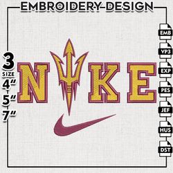 Nike Arizona State Sun Devils Embroidery Designs, NCAA Embroidery Files, Arizona State Sun Machine Embroidery Files
