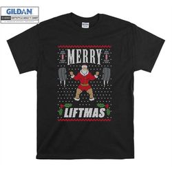 Merry Liftmas Christmas Funny Ugly Weightlifter T shirt Hoodie Hoody T-shirt Tshirt S-M-L-XL-XXL-3XL-4XL-5XL Oversized M