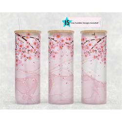 25 oz Glass Can Tumbler Wrap, Japanese Cherry Blossom