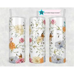 20 oz Skinny Straight Sublimation Design Butterfly PNG