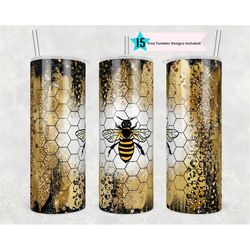 20 oz Skinny Tumbler Sublimation Template Glitter Bee