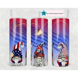 Patriotic Gnomes 20 oz Skinny Tumbler Wrap, Sublimation
