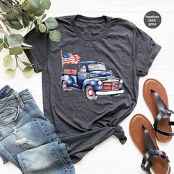 Trendy American Car Graphic Tees, Patriotic Shirts, 4th of July T Shirt, Gifts for Him, American Flag Clothing, Independ