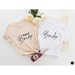 Bride and Team Bride T-shirts, Bride Squad Hoodies, Hen Party T-shirts, Minimalist Bachelorette Party Shirts, Bride's Dr
