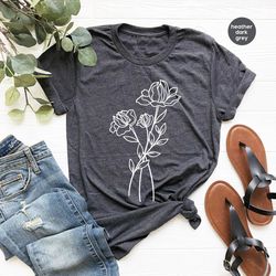 Wild Flower Shirt, Botanical Tshirt, Minimalist Tshirts, Floral Graphic Tees, Aesthetic Shirts, Minimal Botanical Gifts,