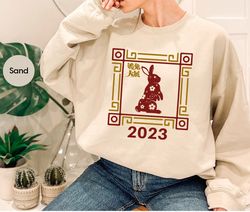 Year of the Rabbit 2023 Long Sleeve Tees, Lunar New Year Party Crewneck Sweatshirt, Chinese New Year 2023 Hooded, Chines