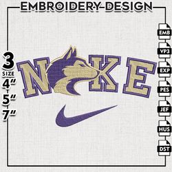 Nike Washington Huskies Embroidery Designs, NCAA Embroidery Files, Washington Huskies Machine Embroidery Files