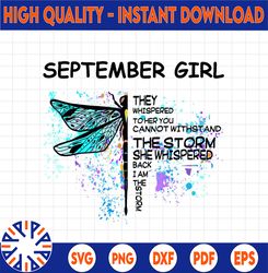 September Girl Hippie - Whisper Words Of Wisdom PNG, Birthday gift, September Birthday/  Sublimation Printing