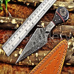 Custom Handmade Damascus Steel Hunting Skinner Knife With Bone and Buffalo Horn Handle. SK-02