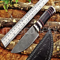 Custom Handmade Damascus Steel Hunting Skinner Knife With Horn Handle. SK-17