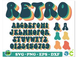 Retro Font SVG Layered, Hippie font png svg, Retro letters svg cricut, Monogram svg Vintage Font, Colorful Letters