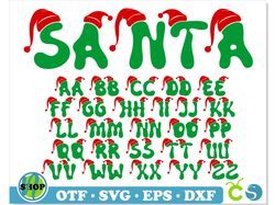 Santa Stocking Cap Font SVG Cricut, Christmas Font otf, Santa Cap svg, Christmas shirt svg , Santa shirt svg Cricut