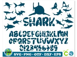 Shark Bundle | Shark Silhouette svg, Shark Font svg, Shark Font ttf, Shark letters svg, Shark svg, Shark Font svg Cricut
